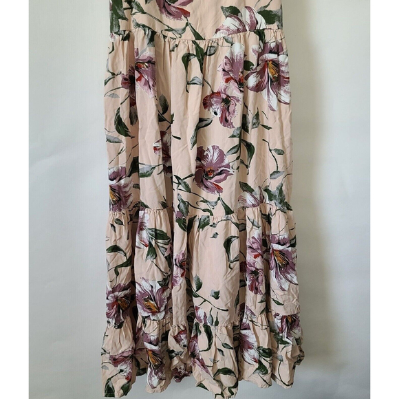 B.O.G Collective Band of Gypsies Floral Tiered Dress Sz XS Smocked Lace Up Back - Picture 6 of 9